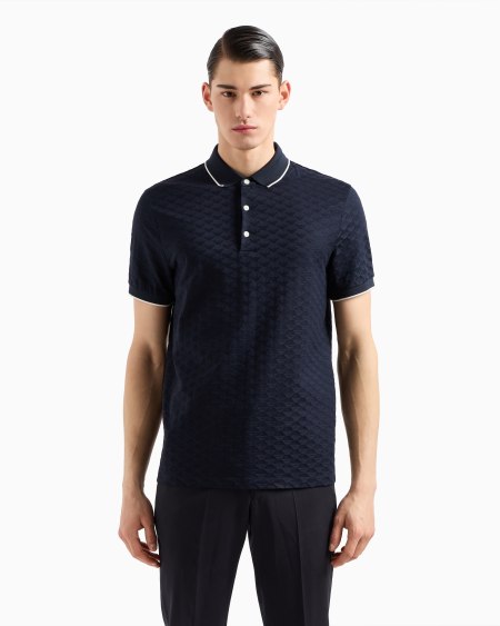 Armani Polo De Punto Jacquard Mercerizado Con águila Integral