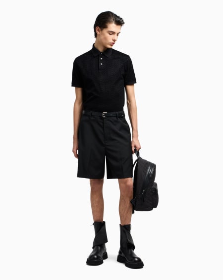 Armani Polo En Punto De Mezcla De Lyocell Con Inscripción Flocada Integral ASV