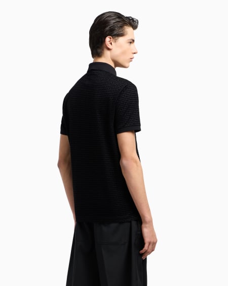 Armani Polo En Punto De Mezcla De Lyocell Con Inscripción Flocada Integral ASV