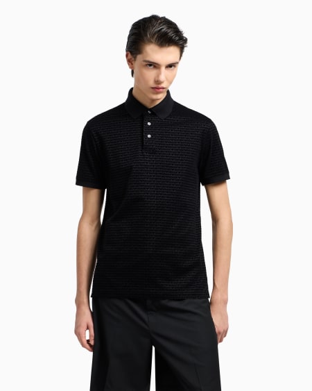 Armani Polo En Punto De Mezcla De Lyocell Con Inscripción Flocada Integral ASV