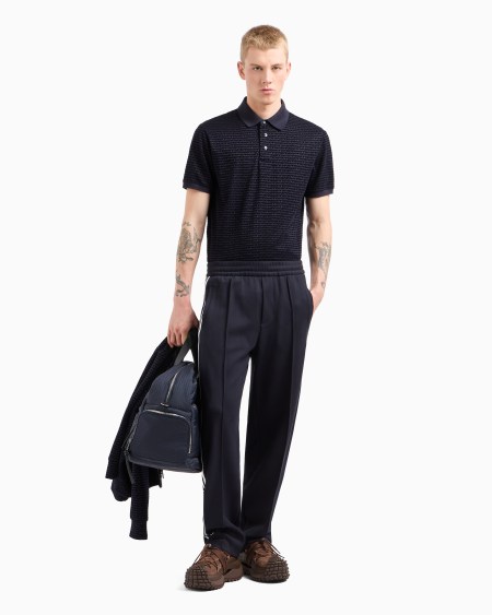 Armani Polo En Punto De Mezcla De Lyocell Con Inscripción Flocada Integral ASV