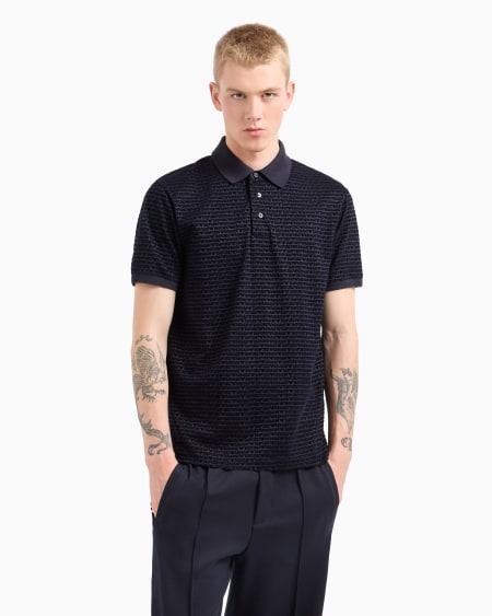 Armani Polo En Punto De Mezcla De Lyocell Con Inscripción Flocada Integral ASV