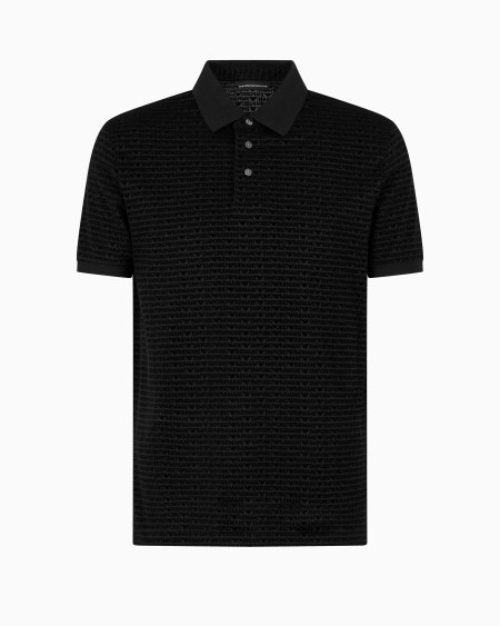 Armani Polo en punto de mezcla de lyocell con inscripción flocada integral ASV