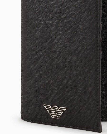 Armani Portayenes De Piel Saffiano Regenerada Con Placa De águila ASV