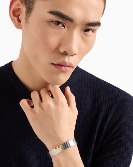 Armani Pulsera Brazalete De Acero Inoxidable En Dos Tonos