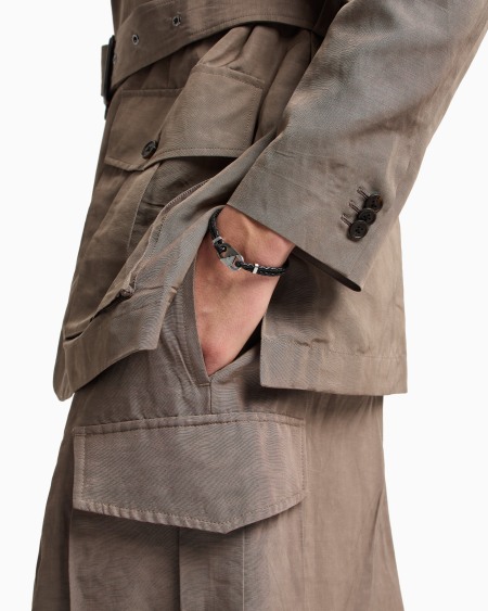 Armani Pulsera Con Placa De Acero Inoxidable Bicolor