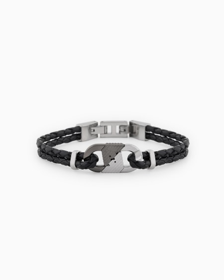 Armani Pulsera con placa de acero inoxidable bicolor