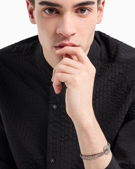 Armani Pulsera De Cadena En Acero Inoxidable Y Baño Color Gris Metálico