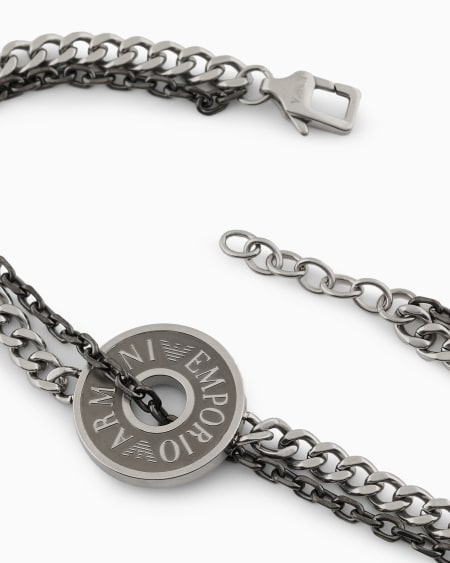 Armani Pulsera De Cadena En Acero Inoxidable Y Baño Color Gris Metálico