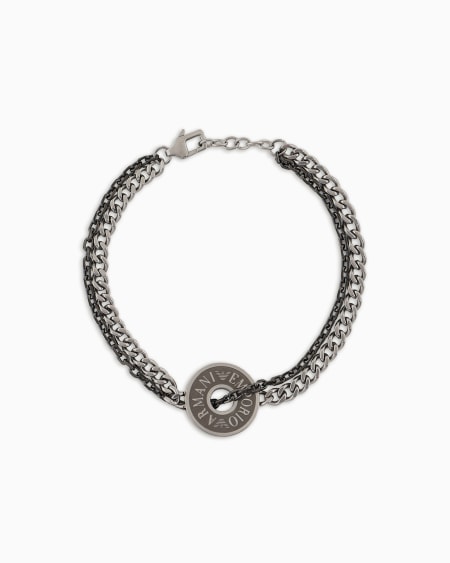 Armani Pulsera de cadena en acero inoxidable y baño color gris metálico
