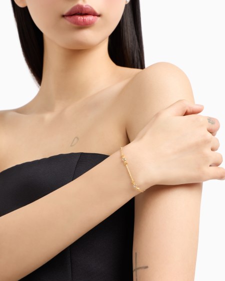 Armani Pulsera De Cadena En Plata De Ley Color Dorado