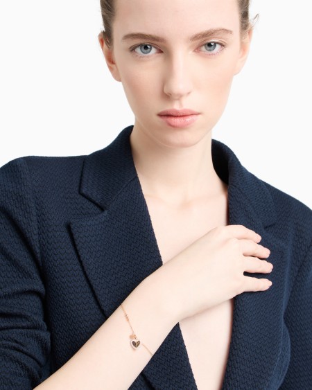 Armani Pulsera De Cadena Fina En Plata De Ley Color Oro Rosa