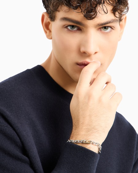 Armani Pulsera De Eslabones De Acero Inoxidable En Dos Tonos