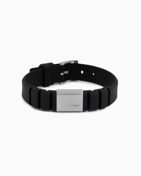 Armani Pulsera ID de acero inoxidable y silicona negra