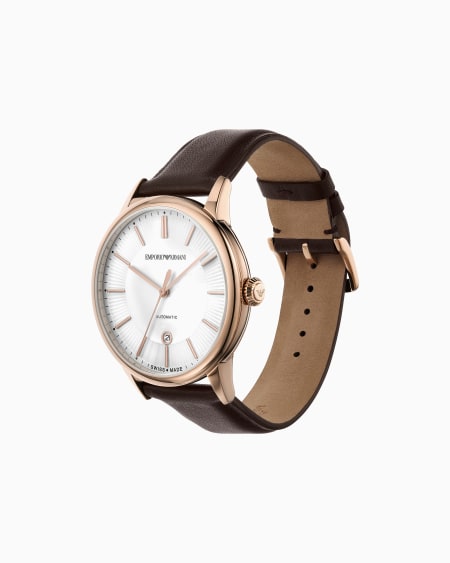 Armani Reloj Automático De Piel Marrón De Fabricación Suiza