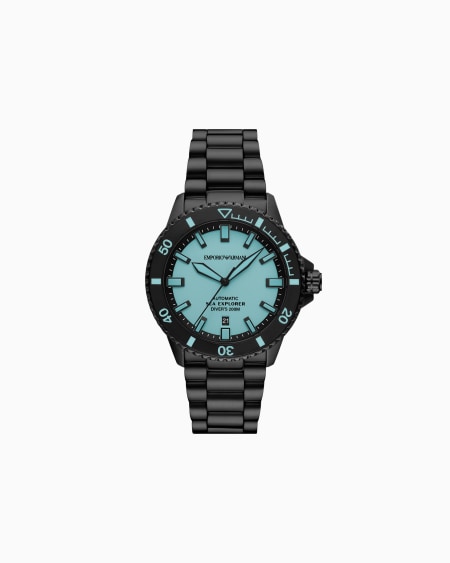 Armani Reloj automático Sea Explorer de acero inoxidable negro