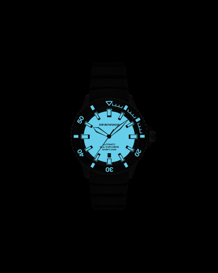 Armani Reloj Automático Sea Explorer De Silicona Negra