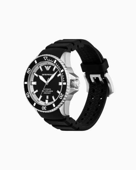 Armani Reloj Automático Sea Explorer De Silicona Negra