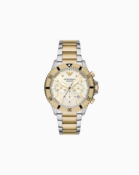 Armani Reloj con cronógrafo de acero inoxidable bicolor