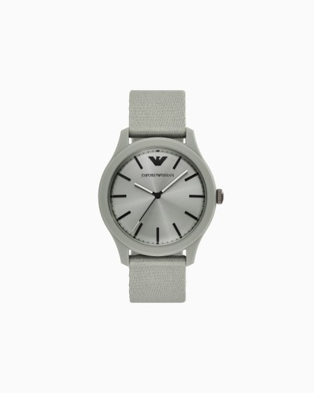 Armani Reloj con tres manecillas en tela de nailon color arena #tide ocean material®