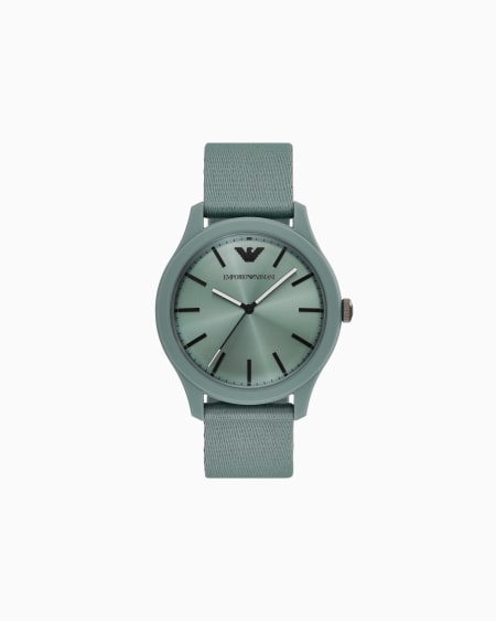Armani Reloj con tres manecillas en tela de nailon verde #tide ocean material®