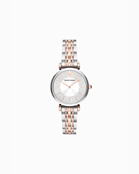 Armani Reloj de acero inoxidable bicolor con dos manecillas