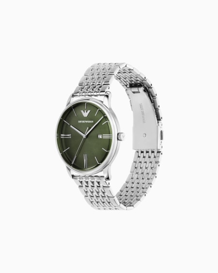 Armani Reloj De Acero Inoxidable De Tres Agujas Con Fecha