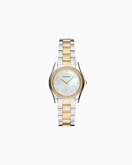 Armani Reloj de acero inoxidable de tres manecillas con fecha