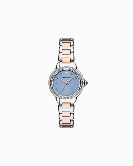 Armani Reloj de acero inoxidable en dos tonos de tres agujas