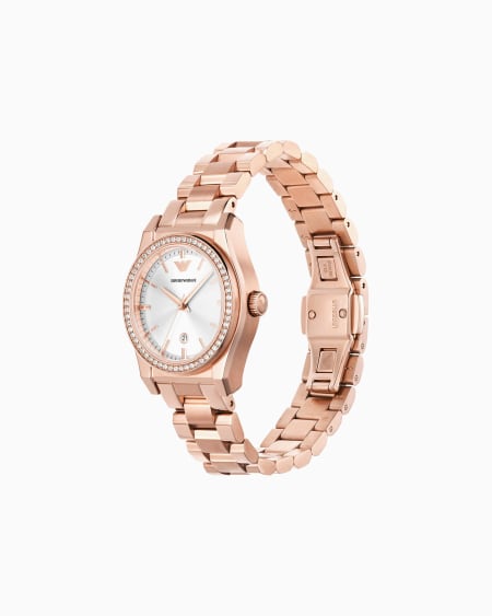 Armani Reloj De Acero Inoxidable En Tono Oro Rosa Con Tres Manecillas Y Fecha