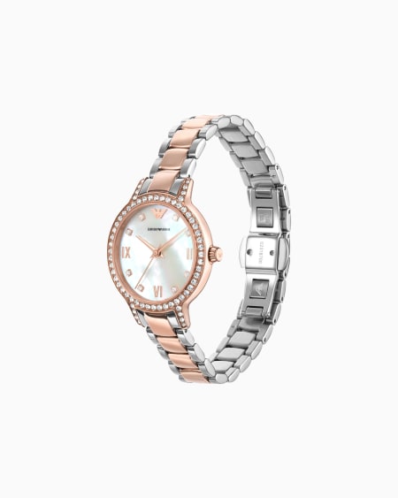 Armani Reloj De Tres Esferas Con Correa Bicolor De Acero Inoxidable