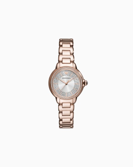Armani Reloj de tres manecillas de acero inoxidable color oro rosa