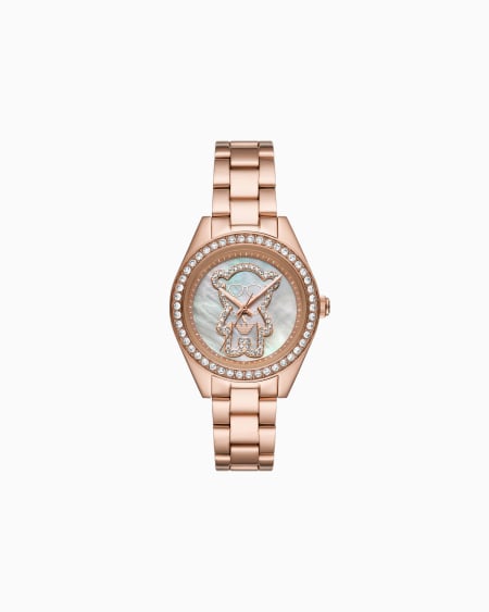 Armani Reloj de tres manecillas de acero inoxidable color oro rosa