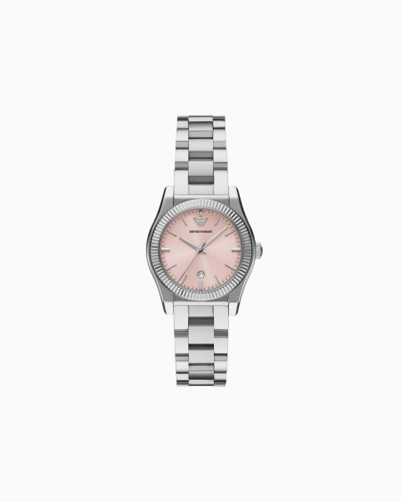 Armani Reloj de tres manecillas de acero inoxidable con visualización de fecha