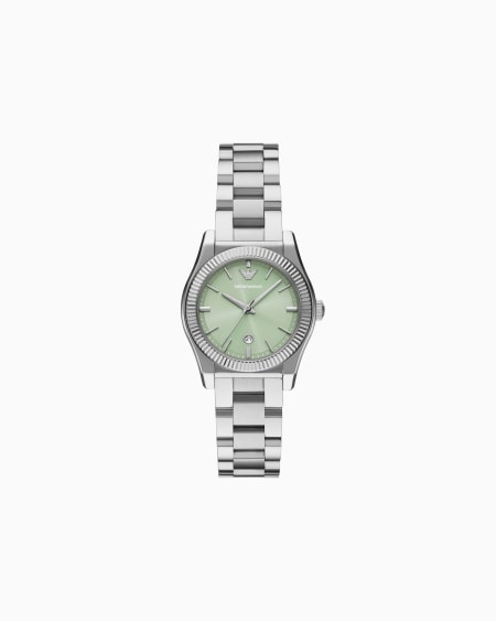 Armani Reloj de tres manecillas de acero inoxidable con visualización de fecha