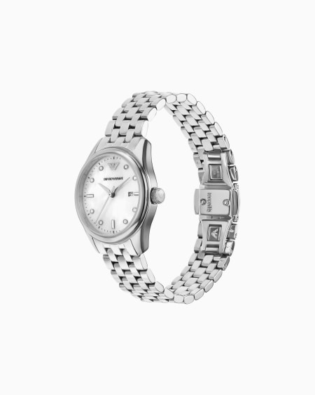 Armani Reloj De Tres Manecillas De Acero Inoxidable Con Visualización De Fecha