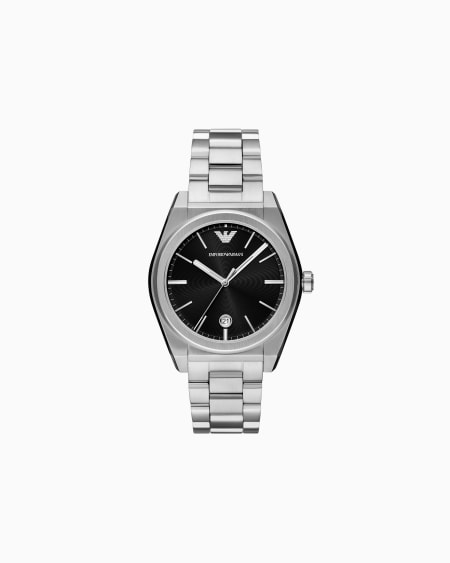 Armani Reloj de tres manecillas de acero inoxidable con visualización de fecha