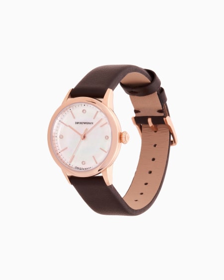 Armani Reloj Emporio Armani Swiss De Cuarzo Con Tres Manecillas Y Correa De Piel Marrón