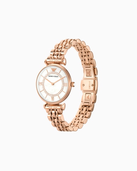Armani Reloj Para Mujer De Dos Esferas Con Pulsera De Acero Color Oro Rosa
