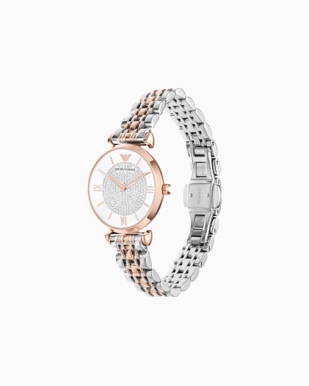 Armani Reloj Para Mujer De Dos Esferas Con Pulsera De Acero En Dos Tonos