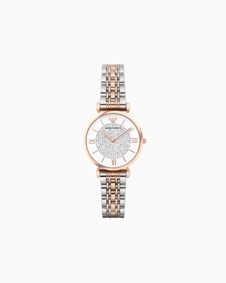 Armani Reloj Para Mujer De Dos Esferas Con Pulsera De Acero En Dos Tonos