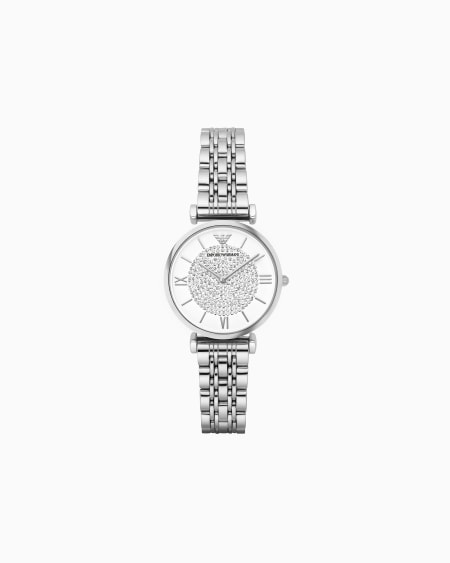 Armani Reloj para mujer de dos esferas con pulsera de acero
