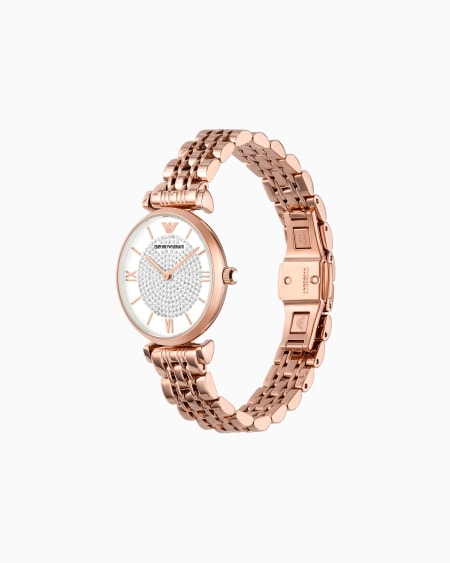 Armani Reloj Para Mujer De Dos Manecillas De Acero Inoxidable Color Oro Rosa