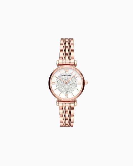 Armani Reloj Para Mujer De Dos Manecillas De Acero Inoxidable Color Oro Rosa