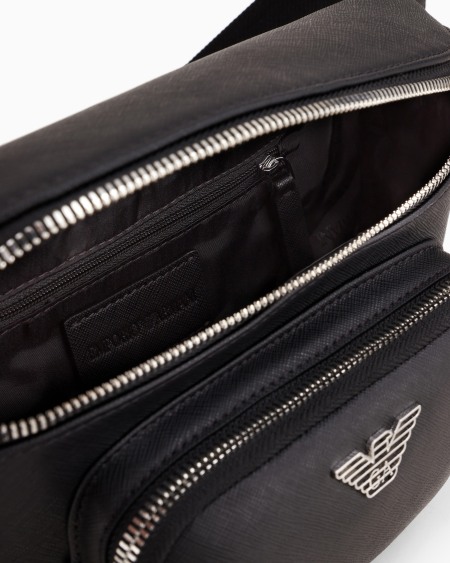 Armani Riñonera De Piel Saffiano Regenerada Con Placa De águila ASV