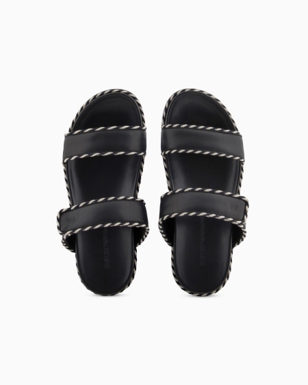 Armani Sandalia Con Tira De Napa Y Perfiles Bicolor