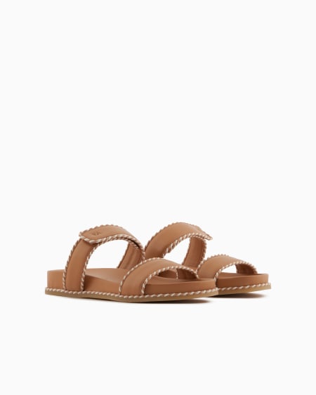 Armani Sandalia Con Tira De Napa Y Perfiles Bicolor