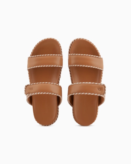 Armani Sandalia Con Tira De Napa Y Perfiles Bicolor