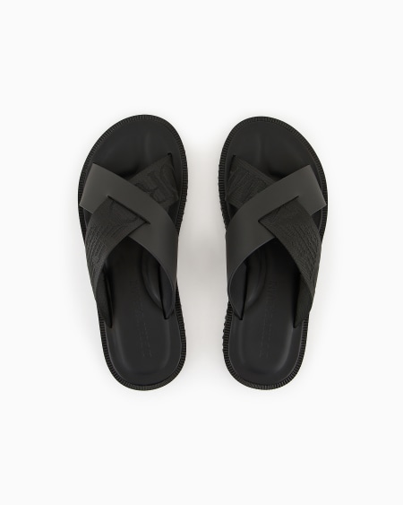 Armani Sandalia Cruzada De Piel Y Cinta Con Logotipo