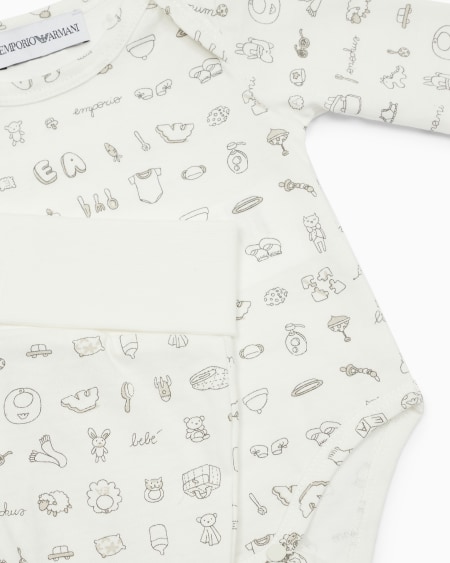 Armani Set De Regalo Con Bodi Y Pantalones Con Pies De Punto Con Estampado Tendresse